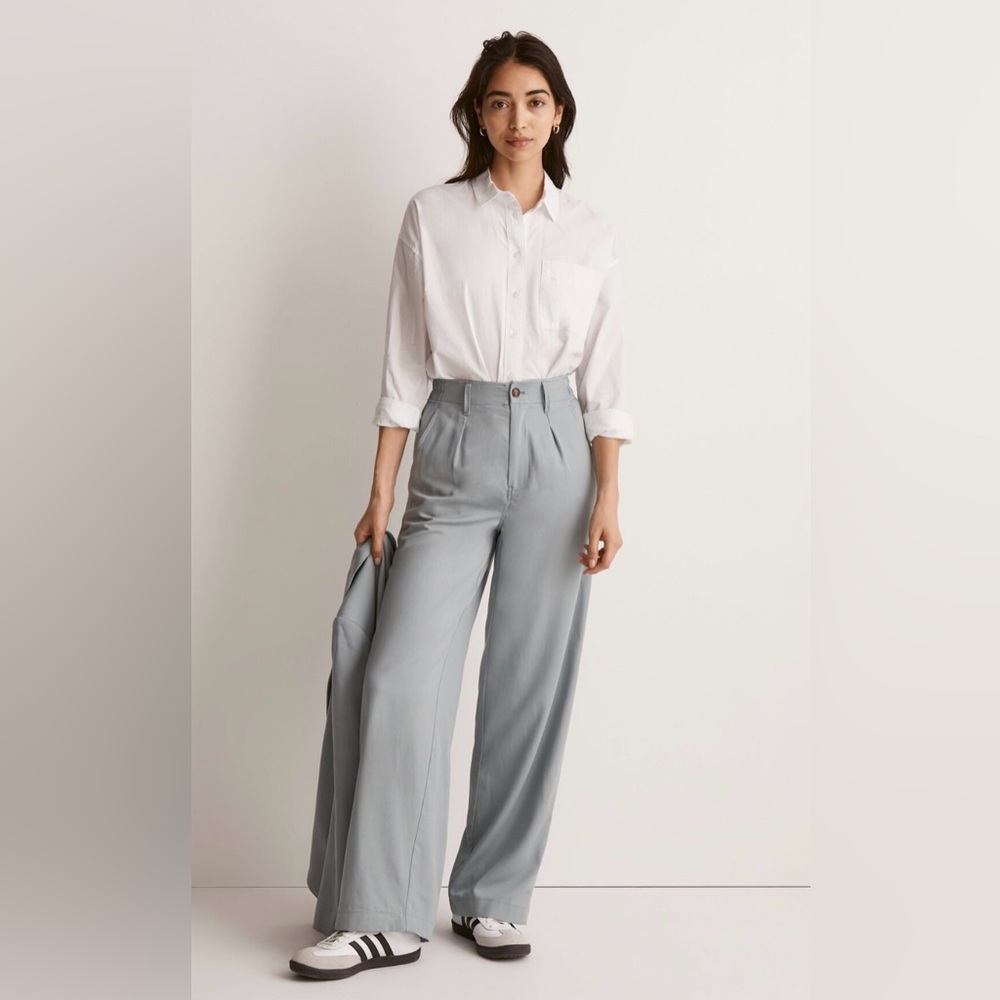 Madewell Wide Leg Pants in Light Gray